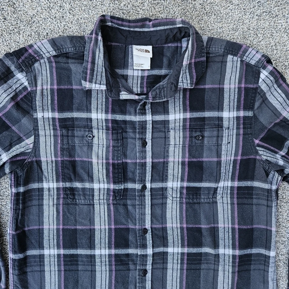 The North Face Arroyo Lightweight Flannel Shirt Black Purple Plaid Men's Large